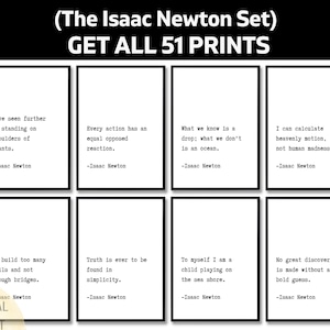 51 Isaac Newton Quotes, Scientist Printable Wall Art Set, Physics Themed Digital Download, Gravity Quote Decor, STEM Student Gift