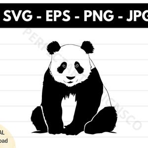 File in formato SVG con la silhouette di un panda gigante, Clipart di un panda gigante in formato SVG, File in formato SVG per il taglio di un panda gigante per Cricut, Vettore di panda gigante in formato SVG EPS PNG