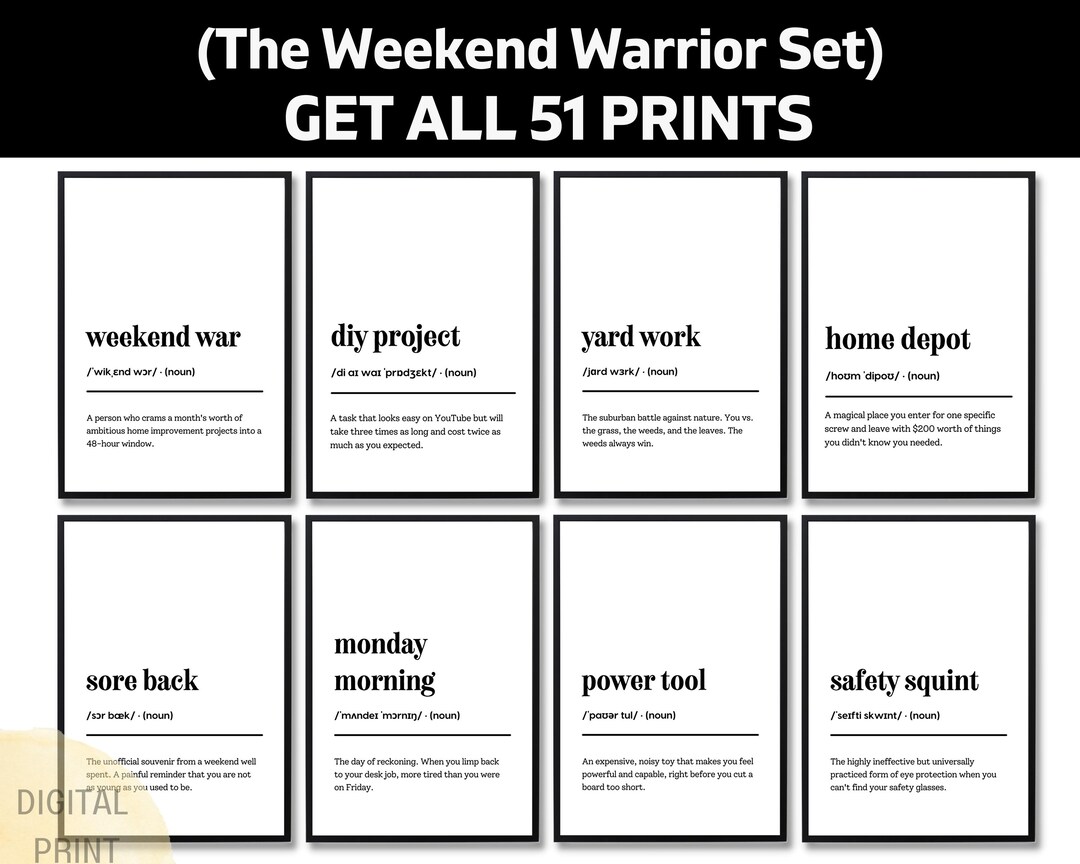 Weekends Def Weekend Warrior Funny Definition, DIY Enthusiast Gift, Sarcastic Home ...