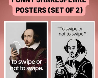 Funny Shakespeare English Poster Set Bundle of 2, Funny English Classroom Decor, Shakespeare Funny Posters, High School Middle School Decor
