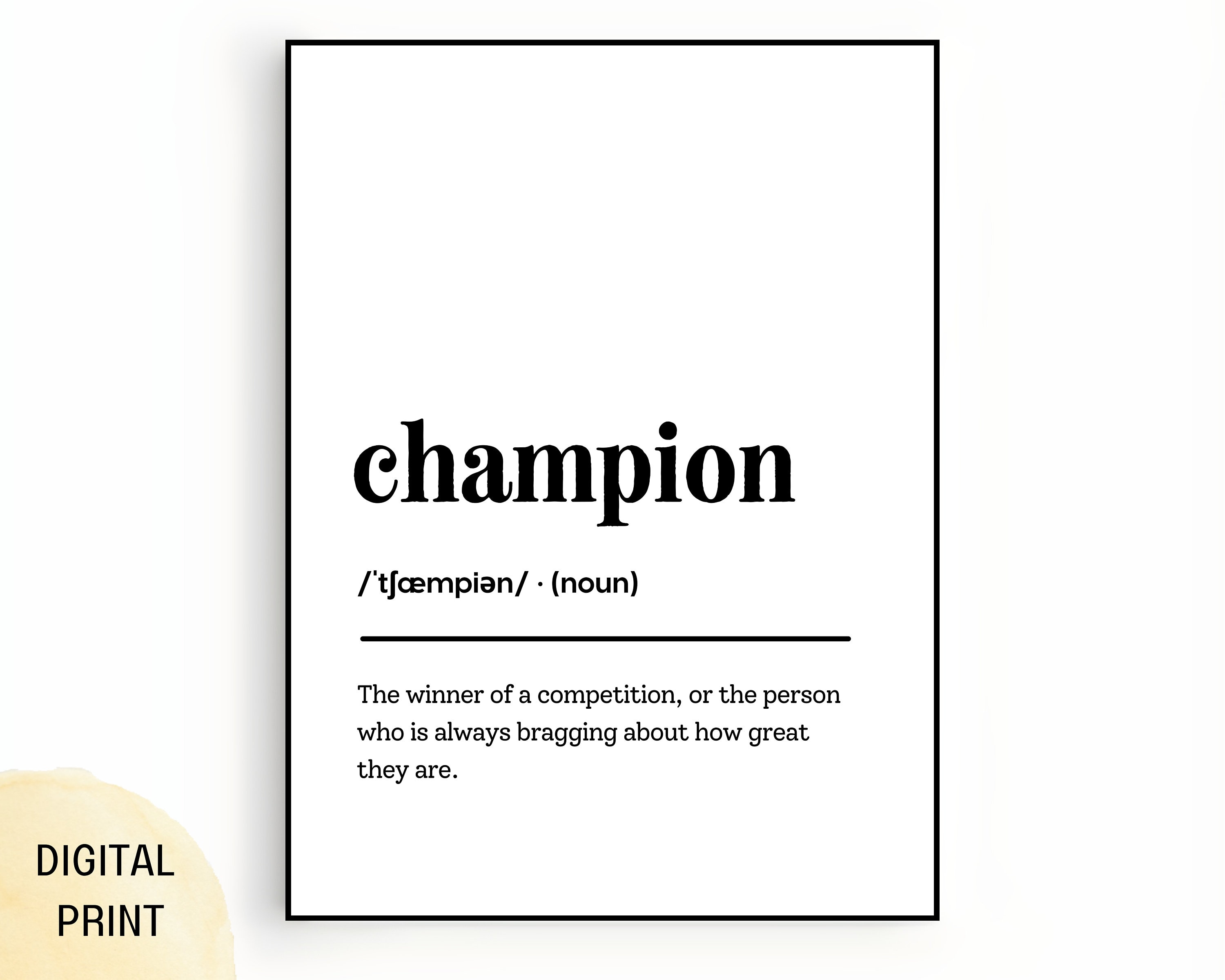 Champion Definition Wall Art Print Champion Definition Etsy