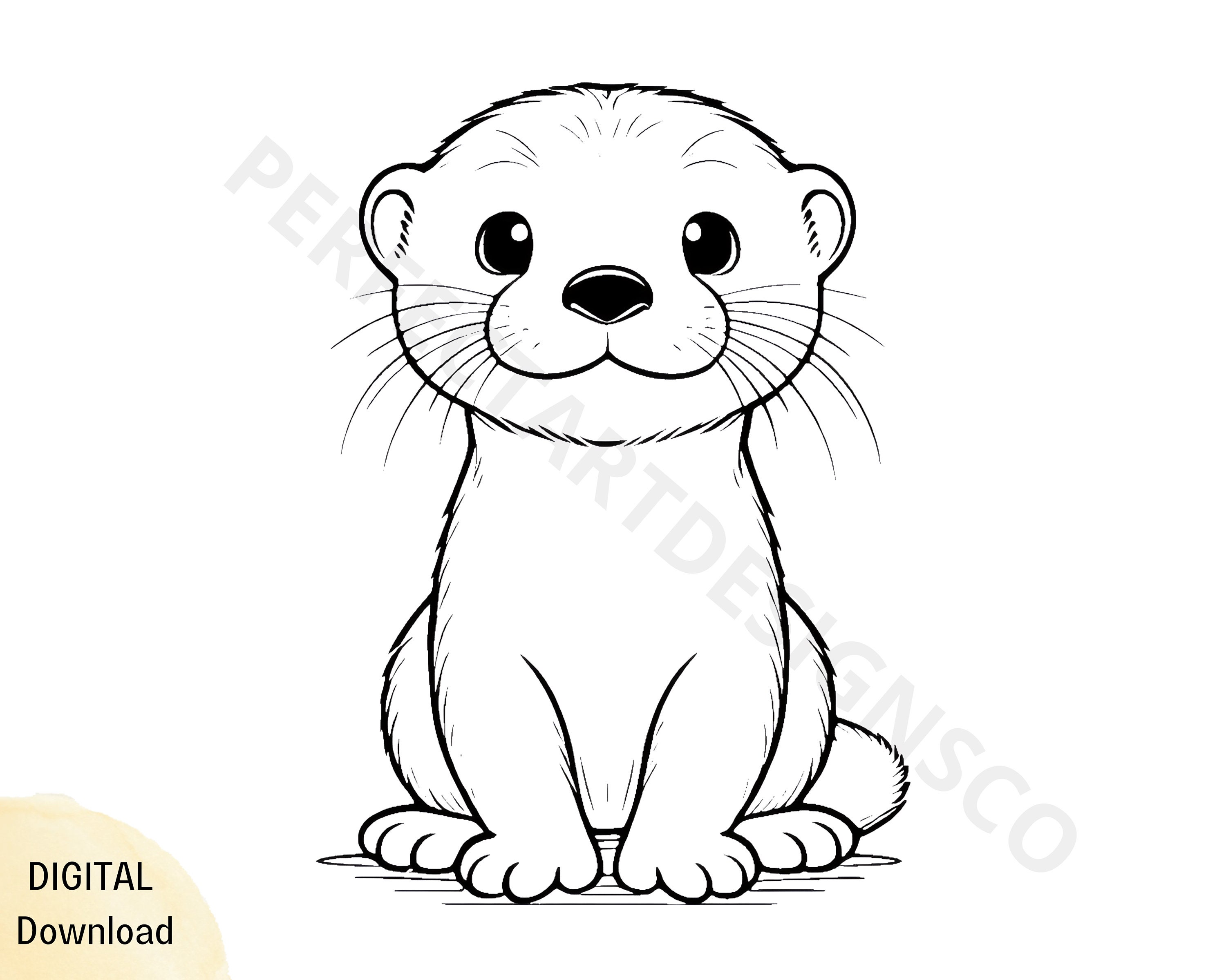 Cute Otter Svg File, Baby Otter Outline Svg, Otter Clipart Svg, Otter