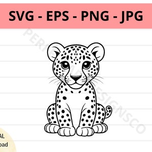 Cute jaguar svg file, baby jaguar outline svg, jaguar clipart svg, jaguar svg cut files for cricut silhouette, jaguar vector svg eps png jpg