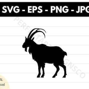 Mountain goat silhouette svg file, Mountain goat cutting svg file for cricut, Mountain goat outline clipart svg, goat vector svg eps png