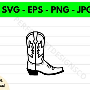 Botas de cowboy preppy em contorno SVG, Botas de cowboy preppy em clipart, Botas de cowboy SVG para camisa, Arquivo SVG para Cricut, Arquivo de corte de botas SVG EPS PNG