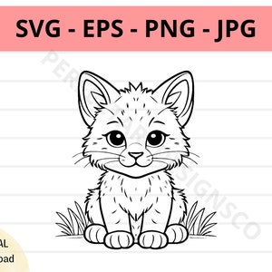 Cute lynx svg file, baby lynx outline svg, lynx clipart svg, lynx svg cut files for cricut and silhouette, lynx vector svg eps png jpg