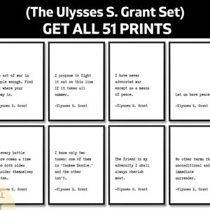 51 citaten van Ulysses S. Grant, afdrukbare kunst aan de muur burgeroorlog, Amerikaanse president digitale download, algemeen cadeau Union, decor Amerikaanse geschiedenis