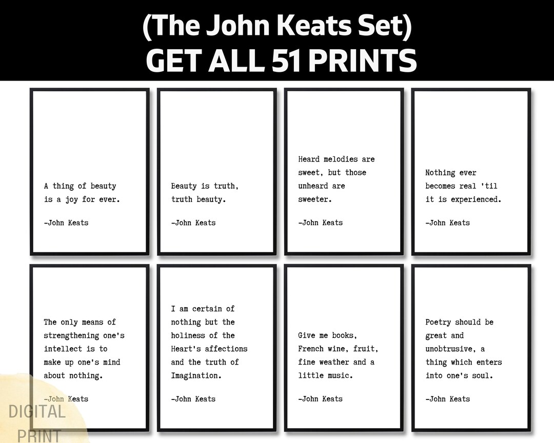 51 John Keats Quotes, Printable Romantic Poet Wall Art, English ...