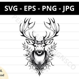 Stag vector image clipart, Stag svg Stag cutting file cricut silhouette, Stag svg for shirt design, Stag clipart