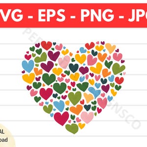 Colorful Heart Svg File For Cricut, Silhouette, Colorful Heart Clip Art, Colorful Heart Shirt Design, Colorful Heart Vector Eps Png Svg Jpg
