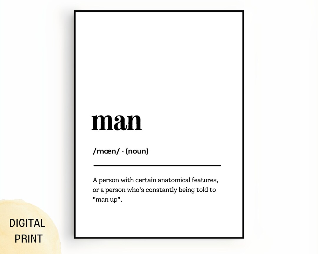 Mann Definition Wand Art Print Mann Definition Poster Etsy.de
