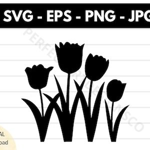 Tulpen silhouet Svg, tulpen Cricut, tulpen Shirt Design, tulpen Clipart afdrukbare Svg Vector Eps Png Jpg