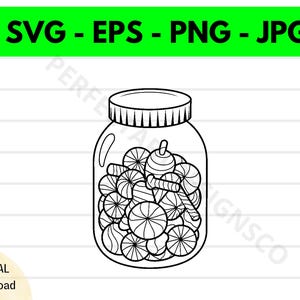 Jar Of Candy Svg File, Jar Of Candy Outline Svg, Jar Of Candy Clipart Svg, Jar Of Candy Svg Cut Files For Cricut And Silhouette Png