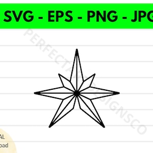 Nautical Star Outline Svg, Nautical Star Cricut Cutfile, Nautical Star Shirt Design, Nautical Star Clipart Printable Svg Vector Eps Png