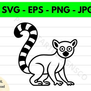 Lemur Outline Svg, Lemur Clipart, Lemur Svg For Shirt, Svg File For Cricut, Lemur Cut File Svg Eps Png