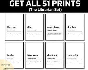 Funny Librarian Definition Print, Book Lover Gift Idea, Library Decor, Humorous Reading Quote, English Teacher Gift, Bookworm Wall Art