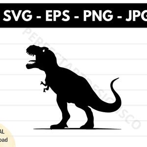 Fichier svg silhouette T-Rex dinosaure, dinosaure T-Rex coupe fichier svg cricut, T-Rex contour clipart svg, dinosaure T-Rex vecteur svg eps png