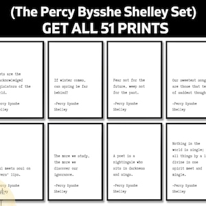 51 Percy Bysshe Shelley Quotes, Printable Romantic Poet Art, English Literature Digital Download, Ozymandias Gift, Poetry Set