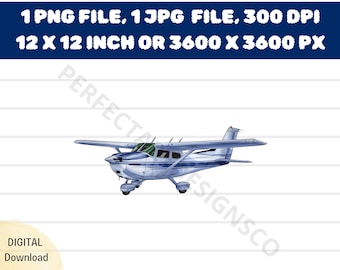 Cessna 172 Watercolor Clipart, Cessna 172 Watercolor Png Transparent Background Digital Download, Cessna 172 Printable Graphic