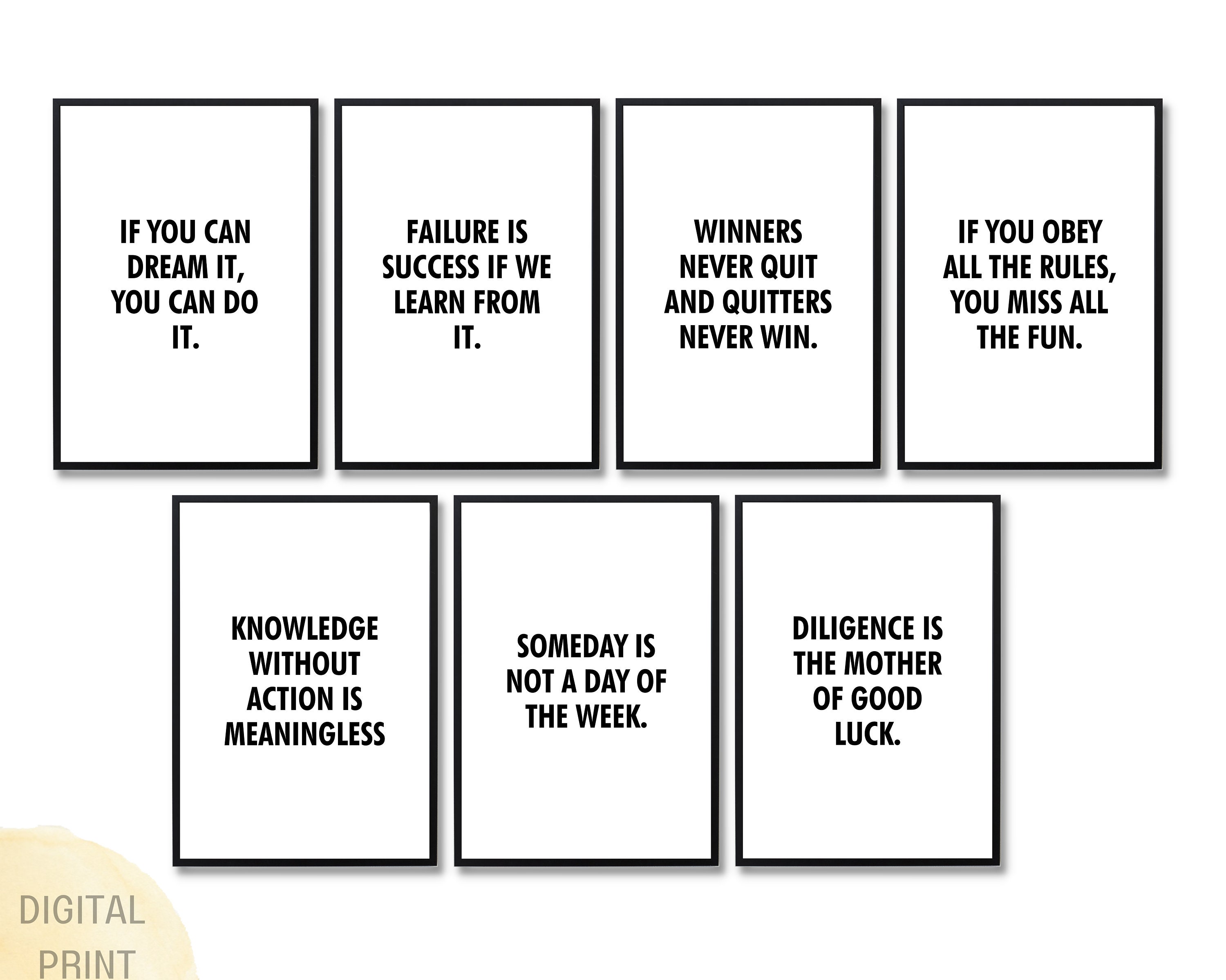 Entrepreneur Motivational Business Quotes Printable Wall Art - Etsy