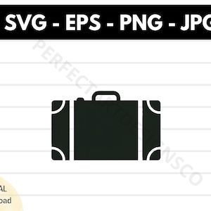 Silueta de maleta en blanco y negro (SVG), clipart de maleta, archivo SVG de maleta para Cricut, diseño de camiseta de maleta (vector EPS, PNG, JPG)