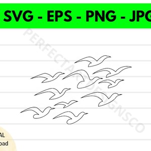 Uccelli che volano contorno Svg, Uccelli che volano clipart, Uccelli che volano Svg per maglietta, File Svg per Cricut, Uccelli che volano file di taglio Svg Eps Png