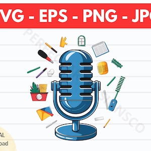 Podcast Mic Svg, Podcast Mic Clipart, Podcast Mic Svg For Shirt, Svg File For Cricut, Silhouette, Podcast Mic Cutfile Vector Png