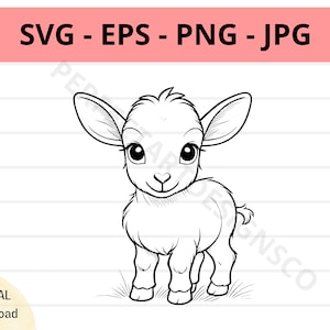 Cute goat svg file, baby goat outline svg, goat clipart svg, goat svg cut files for cricut and silhouette, goat vector svg eps png jpg