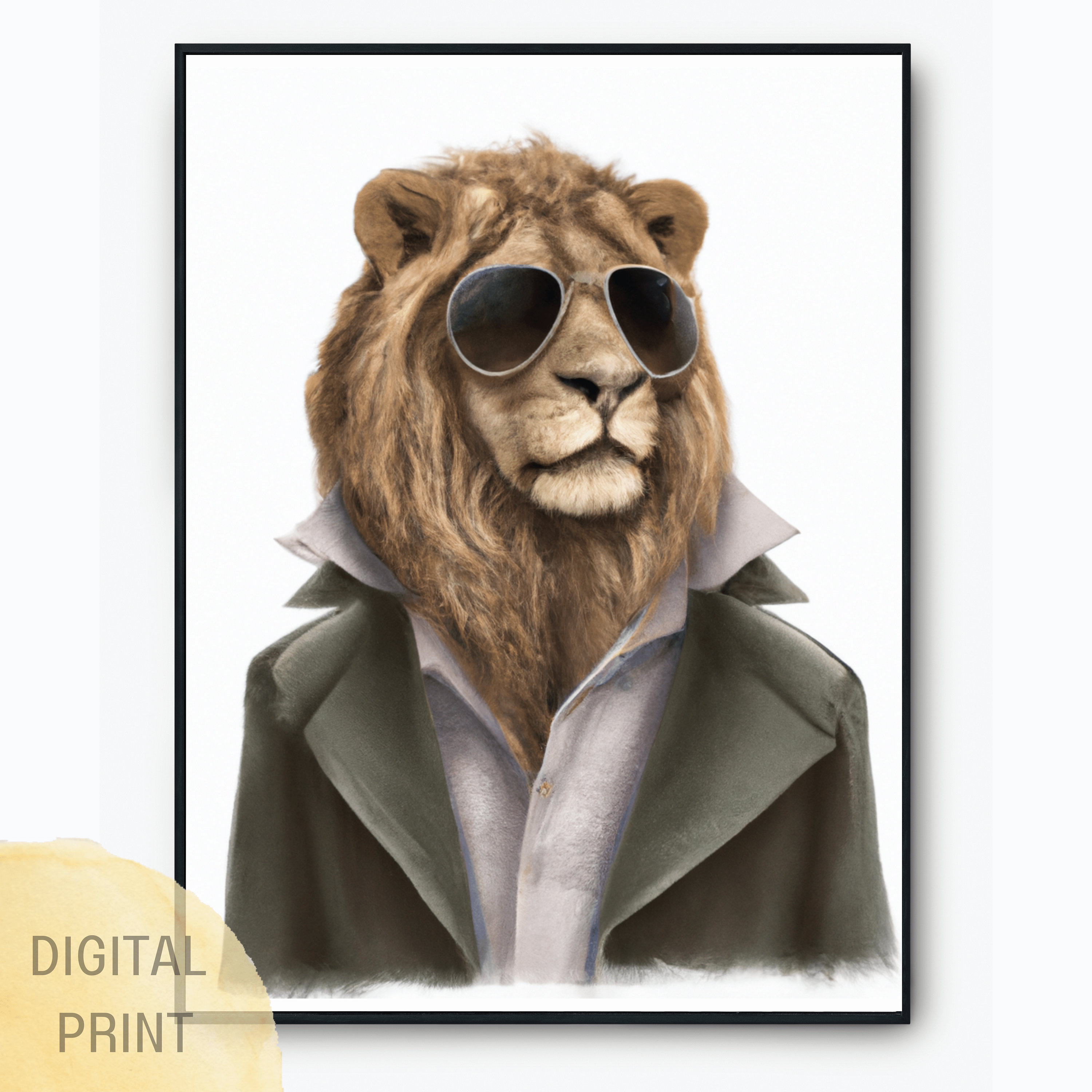 Lion Quirky Animal Head Human Body Printable Wall Art Quirky - Etsy Canada