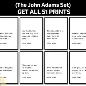 51 John Adams-citaten, afdrukbare muurkunstset, Founding Father digitale download, decor Amerikaanse geschiedenis, citaatbundel Amerikaanse revolutie