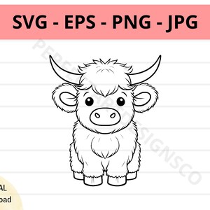 Cute yak svg file, baby yak outline svg, yak clipart svg, yak svg cut files for cricut and silhouette, yak vector svg eps png jpg