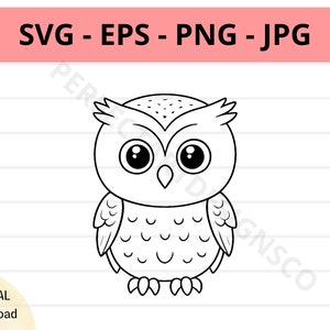 Cute owl svg file, baby owl outline svg, owl clipart svg, owl svg cut files for cricut and silhouette, owl vector svg eps png jpg