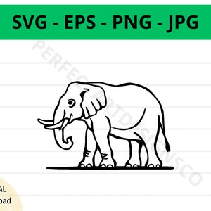 Elephant Outline Svg, Elephant Clipart, Elephant Svg for Shirt, Svg File for Cricut, Elephant Cut File, Elephant Vector Svg Eps Png Jpg