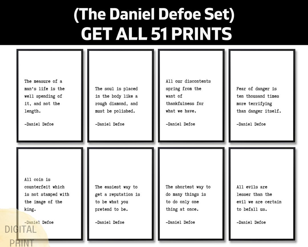 51 Daniel Defoe Quotes, Robinson Crusoe Wall Art, Printable Author ...