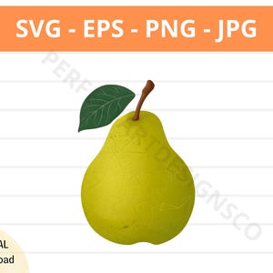Pera Svg, Pera Frutto Clipart, Pera Svg per Maglietta, File Svg per Cricut, Silhouette, File di taglio pera, Pera Vettore Svg Eps Png Jpg