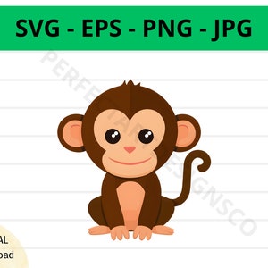 Monkey Svg, Monkey Clipart, Monkey Svg for Shirt, Svg File for Cricut, Silhouette, Monkey Cut File, Monkey Vector Svg Eps Png Jpg