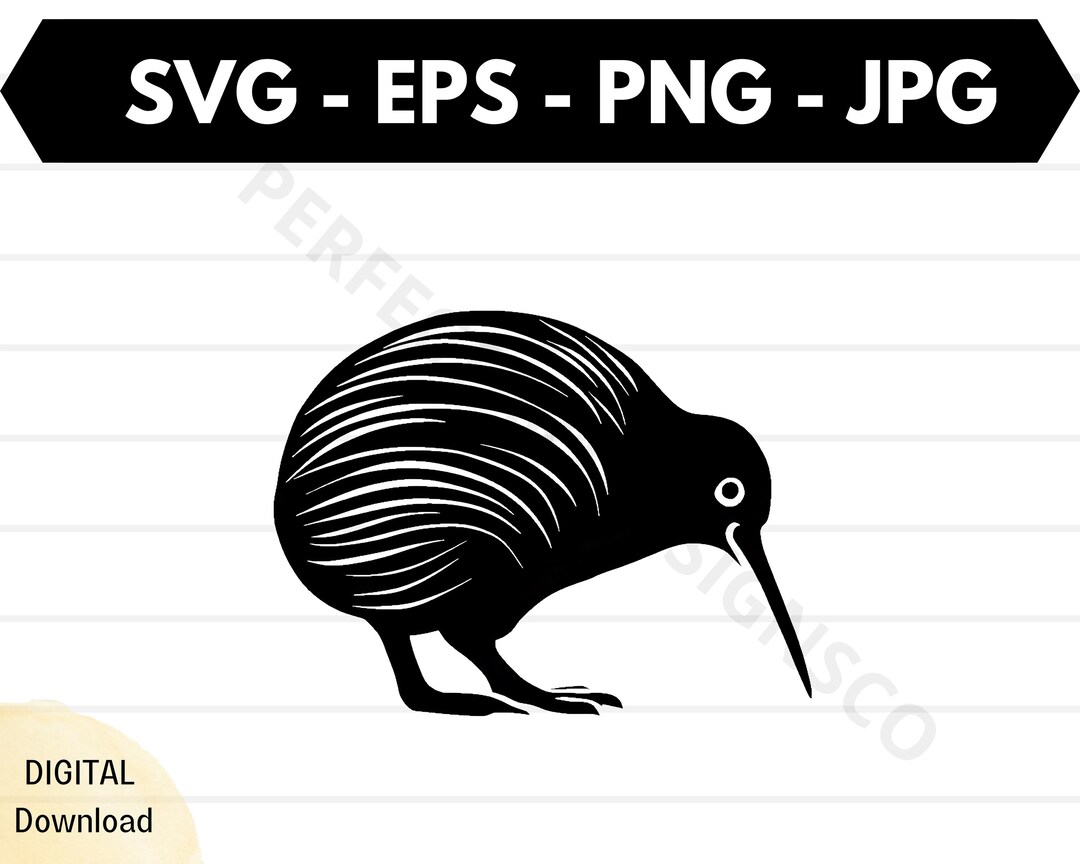 Kiwi Bird Silhouette Svg File, Kiwi Bird Outline Clipart Svg,