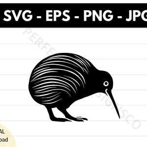 File in formato SVG con silhouette di uccello kiwi, clipart di contorno di uccello kiwi in formato SVG, file in formato SVG con taglio di uccello kiwi per Cricut, vettore di uccello kiwi in formato SVG EPS PNG