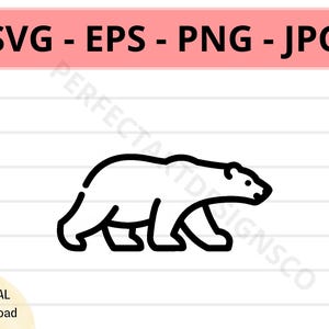 Polar Bear Icon Svg Cut File, Polar Bear Symbol, Polar Bear Sign Cutting Svg File For Cricut, Polar Bear Vector Svg Png Eps
