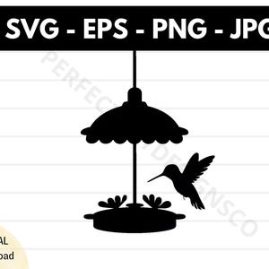 File SVG con sagoma di mangiatoia per colibrì, Clipart di mangiatoia per colibrì in formato SVG, File SVG per il taglio di colibrì per Cricut, file SVG EPS PNG vettoriale