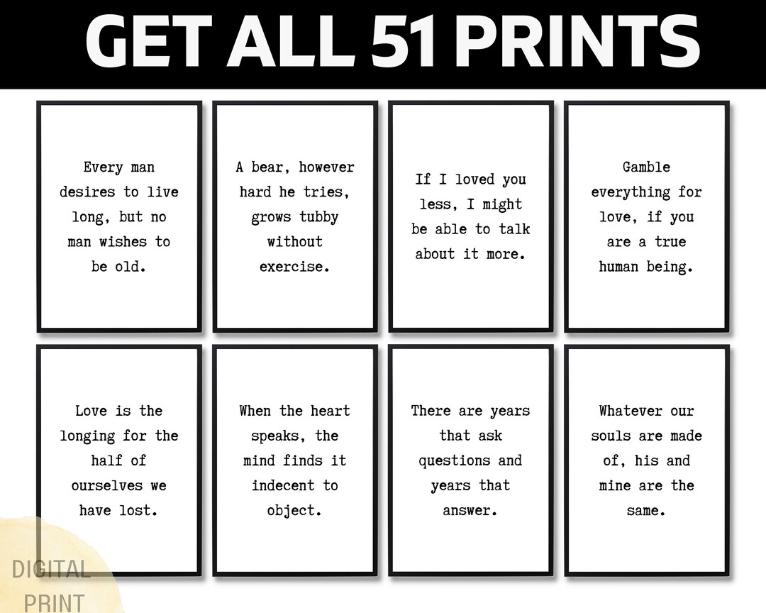 Classic Book Quotes Printable Art Set of 51 Posters 51 - Etsy