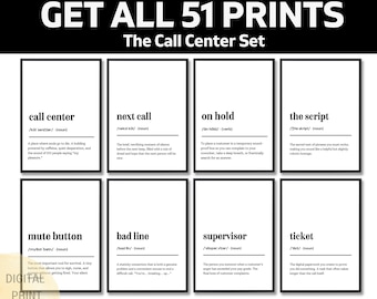 Call Center Definition Print, Funny Office Humor Gift, Sarcastic Work Wall Art, Cubicle Decor for Coworker, Minimalist Desk Sign
