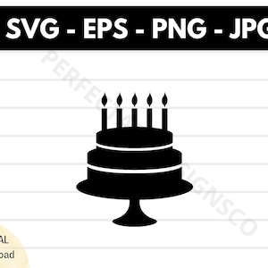 Geburtstagskuchen mit Kerzen Silhouette SVG, Geburtstagskuchen mit Kerzen Clipart, Geburtstagskuchen mit Kerzen SVG Für Cricu Vektor Png Jpg