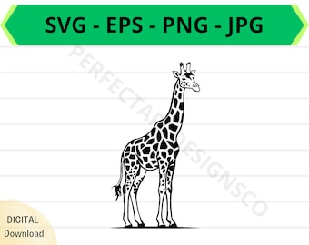 Giraffe Outline Svg, Giraffe Clipart, Giraffe Svg for Shirt, Svg File for Cricut, Giraffe Cut File, Giraffe Vector Svg Eps Png Jpg