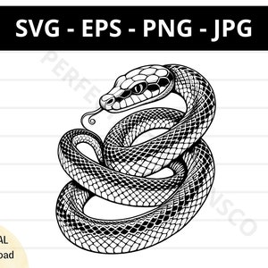Snake tattoo illustration svg, Snake svg file for cricut and silhouette, Snake clipart, Snake vector svg eps png jpg