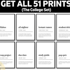 Funny College Definition Print, Humorous Dorm Room Wall Art, Relatable Student Quote, Sarcastic Graduation Gift For University Life