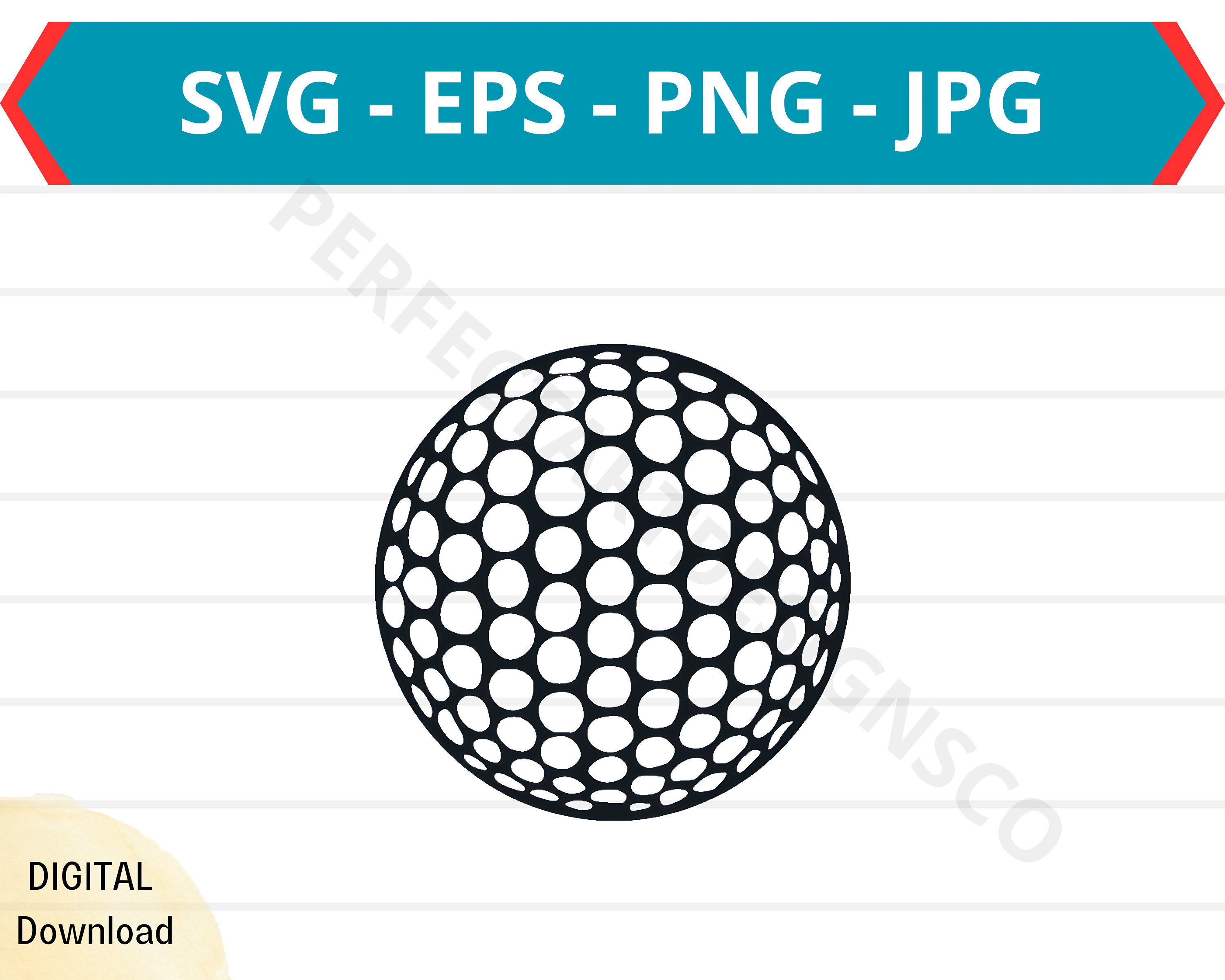 Golf Ball Outline Svg, Golf Ball Clipart, Golf Ball Svg for Shirt, Svg File for Cricut, Golf Ball Vector Svg Eps Png Jpg