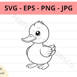 Cute duck svg file, baby duck outline svg, duck clipart svg, duck svg cut files for cricut and silhouette, duck vector svg eps png jpg