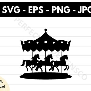Silhueta de carrossel de cavalo Arquivo Svg, Corte de carrossel de cavalo Arquivo Svg para Cricut, Carrossel de cavalo Clipart Svg, Carrossel de cavalo Vetor Svg Png
