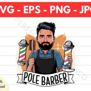 Pole Barber Svg, Pole Barber Png Clipart, Pole Barber Cricut Cutfile Svg, Pole Barber Tshirt Design, Pole Barber Minimalist